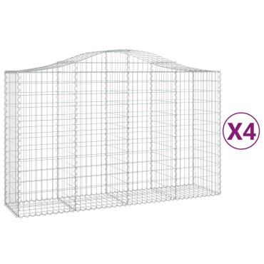 vidaXL Συρματοκιβώτια Τοξωτά 4 τεμ. 200x50x120/140 εκ. Γαλβαν. Ατσάλι