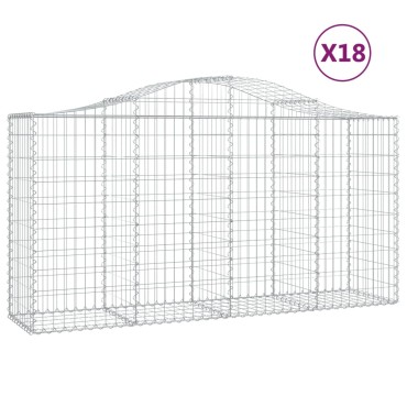 vidaXL Συρματοκιβώτια Τοξωτά 18 τεμ. 200x50x100/120 εκ. Γαλβαν. Ατσάλι