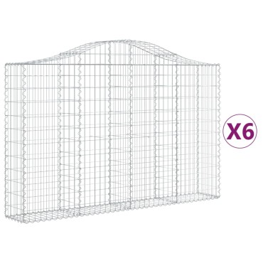 vidaXL Συρματοκιβώτια Τοξωτά 6 τεμ. 200x30x120/140 εκ. Γαλβαν. Ατσάλι
