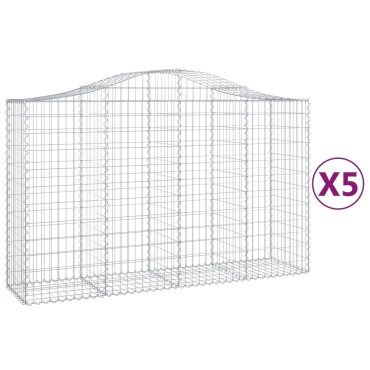vidaXL Συρματοκιβώτια Τοξωτά 5 τεμ. 200x50x120/140 εκ. Γαλβαν. Ατσάλι