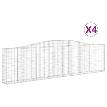 vidaXL Συρματοκιβώτια Τοξωτά 4 τεμ. 400x30x100/120 εκ. Γαλβαν. Ατσάλι