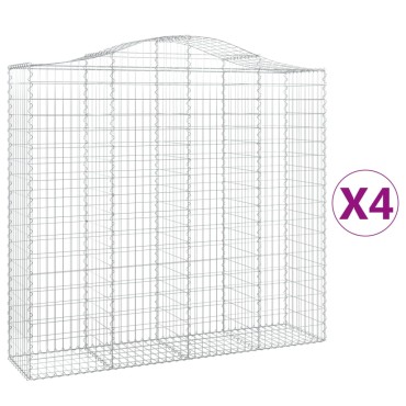vidaXL Συρματοκιβώτια Τοξωτά 4 τεμ. 200x50x180/200 εκ. Γαλβαν. Ατσάλι