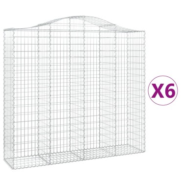 vidaXL Συρματοκιβώτια Τοξωτά 6 τεμ. 200x50x180/200 εκ. Γαλβαν. Ατσάλι