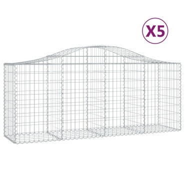 vidaXL Συρματοκιβώτια Τοξωτά 5 τεμ. 200x50x80/100 εκ. Γαλβαν. Ατσάλι