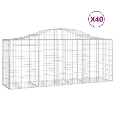 vidaXL Συρματοκιβώτια Τοξωτά 40 τεμ. 200x50x80/100 εκ. Γαλβαν. Ατσάλι