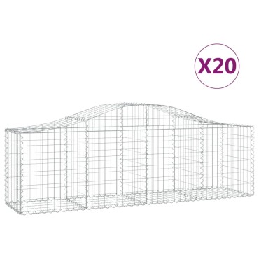 vidaXL Συρματοκιβώτια Τοξωτά 20 τεμ. 200x50x60/80 εκ. Γαλβαν. Ατσάλι