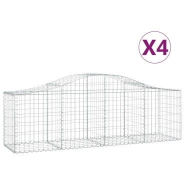 vidaXL Συρματοκιβώτια Τοξωτά 4 τεμ. 200x50x60/80 εκ. Γαλβαν. Ατσάλι