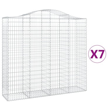 vidaXL Συρματοκιβώτια Τοξωτά 7 τεμ. 200x50x180/200 εκ. Γαλβαν. Ατσάλι