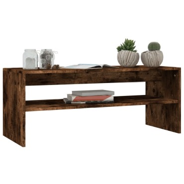 vidaXL Τραπεζάκι Σαλονιού Καπνιστή Δρυς 100x40x40cm Επεξεργ. Ξύλο 1 τεμ.