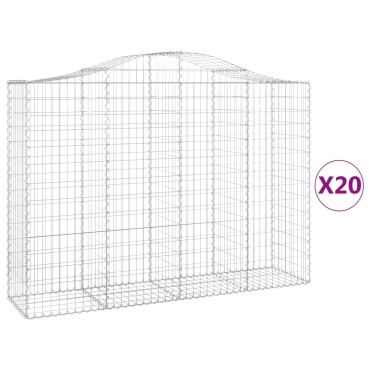 vidaXL Συρματοκιβώτια Τοξωτά 20 τεμ. 200x50x140/160 εκ. Γαλβαν. Ατσάλι