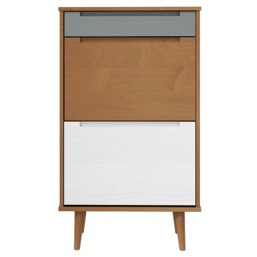 vidaXL Παπουτσοθήκη MOLDE Γκρι 59,5x35x103cm από Μασίφ Ξύλο Πεύκου