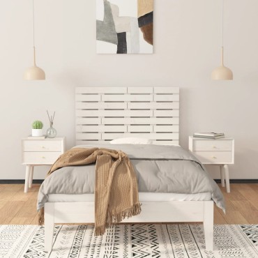 vidaXL Κεφαλάρι Τοίχου Λευκό 96x3x63cm από Μασίφ Ξύλο Πεύκου 1 τεμ.