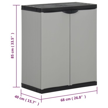 vidaXL Κάδος Απορριμάτων Κήπου Γκρι/Μαύρο 68x40x85 εκ. Πολυπροπυλένιο