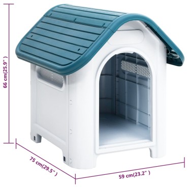 vidaXL Σπιτάκι Σκύλου Μπλε 59 x 75 x 66 εκ. από Πολυπροπυλένιο