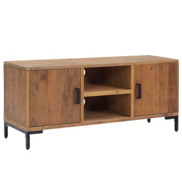 vidaXL Έπιπλο Τηλεόρασης Καφέ 110x35x48cm από Μασίφ Ξύλο Πεύκου