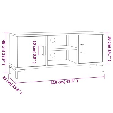 vidaXL Έπιπλο Τηλεόρασης Καφέ 110x35x48cm από Μασίφ Ξύλο Πεύκου
