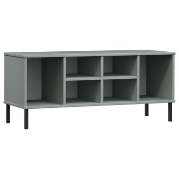 vidaXL Παπουτσοθήκη OSLO Γκρι 106x35x45cm Μασίφ Ξύλο με Μετ. Πόδια