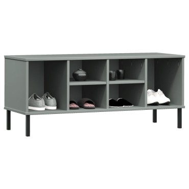 vidaXL Παπουτσοθήκη OSLO Γκρι 106x35x45cm Μασίφ Ξύλο με Μετ. Πόδια