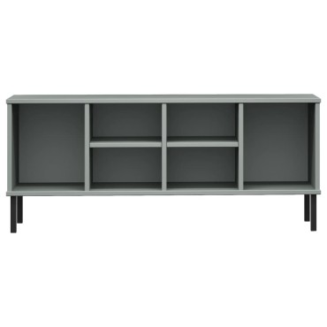vidaXL Παπουτσοθήκη OSLO Γκρι 106x35x45cm Μασίφ Ξύλο με Μετ. Πόδια
