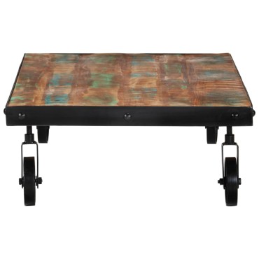 vidaXL Τραπέζι Σαλονιού με Τροχούς 100x60x26cm Μασίφ Ανακυκλ. Ξύλο 1 τεμ.