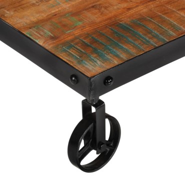 vidaXL Τραπέζι Σαλονιού με Τροχούς 100x60x26cm Μασίφ Ανακυκλ. Ξύλο 1 τεμ.