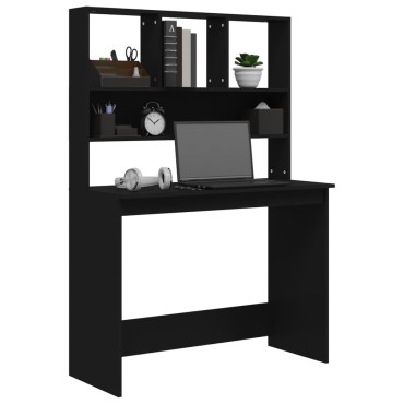 vidaXL Γραφείο με Ράφια Μαύρο 102x45x148cm από Επεξεργασμένο Ξύλο 1 τεμ.