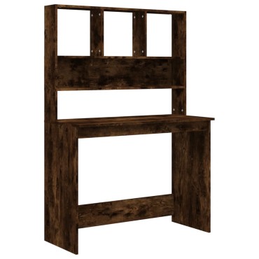vidaXL Γραφείο με Ράφια Καπνιστή Δρυς 102x45x148cm Επεξεργασμένο Ξύλο 1 τεμ.
