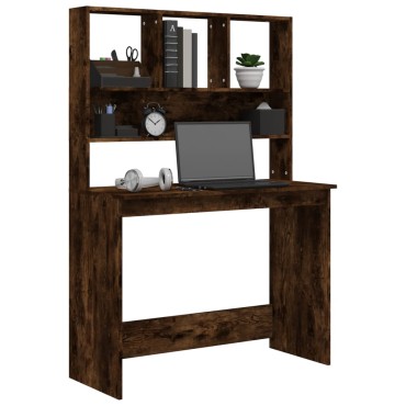 vidaXL Γραφείο με Ράφια Καπνιστή Δρυς 102x45x148cm Επεξεργασμένο Ξύλο 1 τεμ.