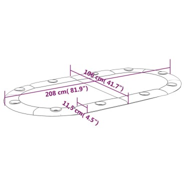 vidaXL Επιφάνεια Τραπεζιού Πόκερ για 10 Παίκτες Μπλε 208x106x3cm 1 τεμ.