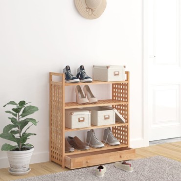 vidaXL Παπουτσοθήκη με Συρτάρι 70x27x81cm Μασίφ Ξύλο Καρυδιάς