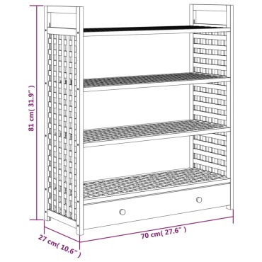 vidaXL Παπουτσοθήκη με Συρτάρι 70x27x81cm Μασίφ Ξύλο Καρυδιάς