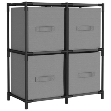 vidaXL Ντουλάπι με 4 Υφασμάτινα Καλάθια Γκρι 63x30x71cm από Ατσάλι 1 τεμ.
