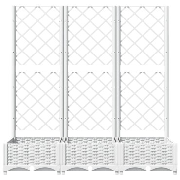 vidaXL Ζαρντινιέρα Κήπου με Καφασωτό Λευκή 120x40x121,5 εκ. Πολυπροπ.