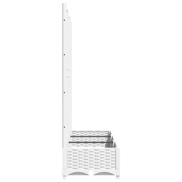 vidaXL Ζαρντινιέρα Κήπου με Καφασωτό Λευκή 120x40x121,5 εκ. Πολυπροπ.