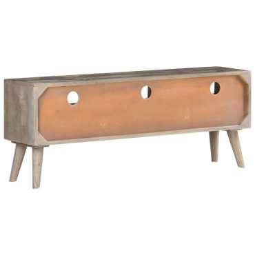 vidaXL Έπιπλο Τηλεόρασης Γκρι 130x35x51cm Μασίφ Ακατέργαστο Μάνγκο