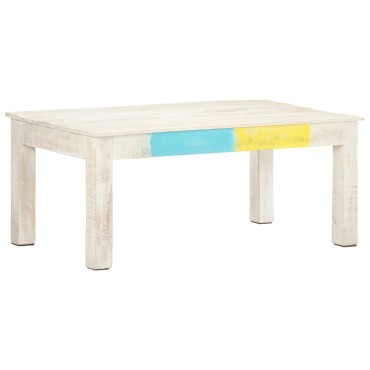 vidaXL Τραπεζάκι Σαλονιού Λευκό 110x60x45cm από Μασίφ Ξύλο Μάνγκο 1 τεμ.
