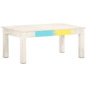 vidaXL Τραπεζάκι Σαλονιού Λευκό 110x60x45cm από Μασίφ Ξύλο Μάνγκο 1 τεμ.
