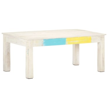 vidaXL Τραπεζάκι Σαλονιού Λευκό 110x60x45cm από Μασίφ Ξύλο Μάνγκο 1 τεμ.