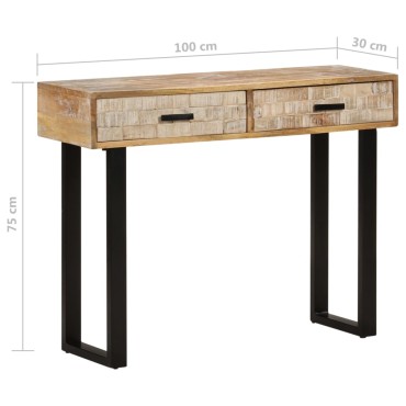 vidaXL Τραπέζι Κονσόλα 100x30x75cm από Μασίφ Ξύλο Μάνγκο 1 τεμ.