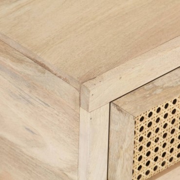 vidaXL Τραπεζάκι Σαλονιού 90x50x37cm Μασίφ Ξύλο Μάνγκο/Φυσικό Καλάμι 1 τεμ.
