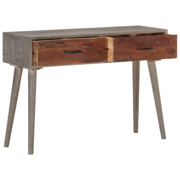 vidaXL Τραπέζι Κονσόλα Γκρι 110x35x75cm Μασίφ Ακατέργαστο Ξύλο Μάνγκο 1 τεμ.