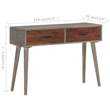 vidaXL Τραπέζι Κονσόλα Γκρι 110x35x75cm Μασίφ Ακατέργαστο Ξύλο Μάνγκο 1 τεμ.