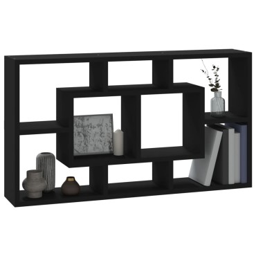 vidaXL Ραφιέρα Τοίχου 8 Τμημάτων Μαύρη 85x16x47,5cm 1 τεμ.