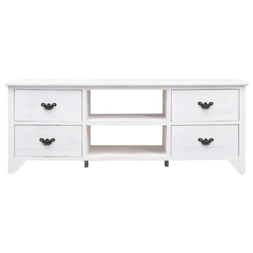 vidaXL Έπιπλο Τηλεόρασης Αντικέ Λευκό 108x30x40cm Μασίφ Παυλώνιας