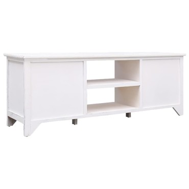 vidaXL Έπιπλο Τηλεόρασης Αντικέ Λευκό 108x30x40cm Μασίφ Παυλώνιας