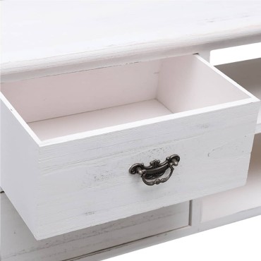 vidaXL Έπιπλο Τηλεόρασης Αντικέ Λευκό 108x30x40cm Μασίφ Παυλώνιας