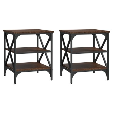 vidaXL Τραπεζάκια Σαλονιού 2 τεμ. Καφέ Δρυς 40x42x50cm Επεξ. Ξύλο