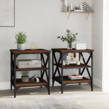 vidaXL Τραπεζάκια Σαλονιού 2 τεμ. Καφέ Δρυς 40x42x50cm Επεξ. Ξύλο