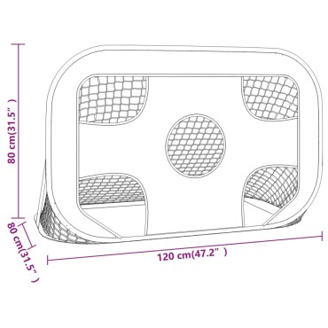 vidaXL Δίχτυ Ποδοσφαίρου με Στόχο 120 x 80 x 80 εκ. από Πολυεστέρα