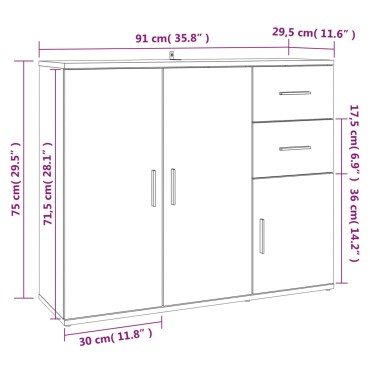 vidaXL Ντουλάπι Γυαλιστερό Λευκό 91x29,5x75cm Επεξεργασμένο Ξύλο 1 τεμ.